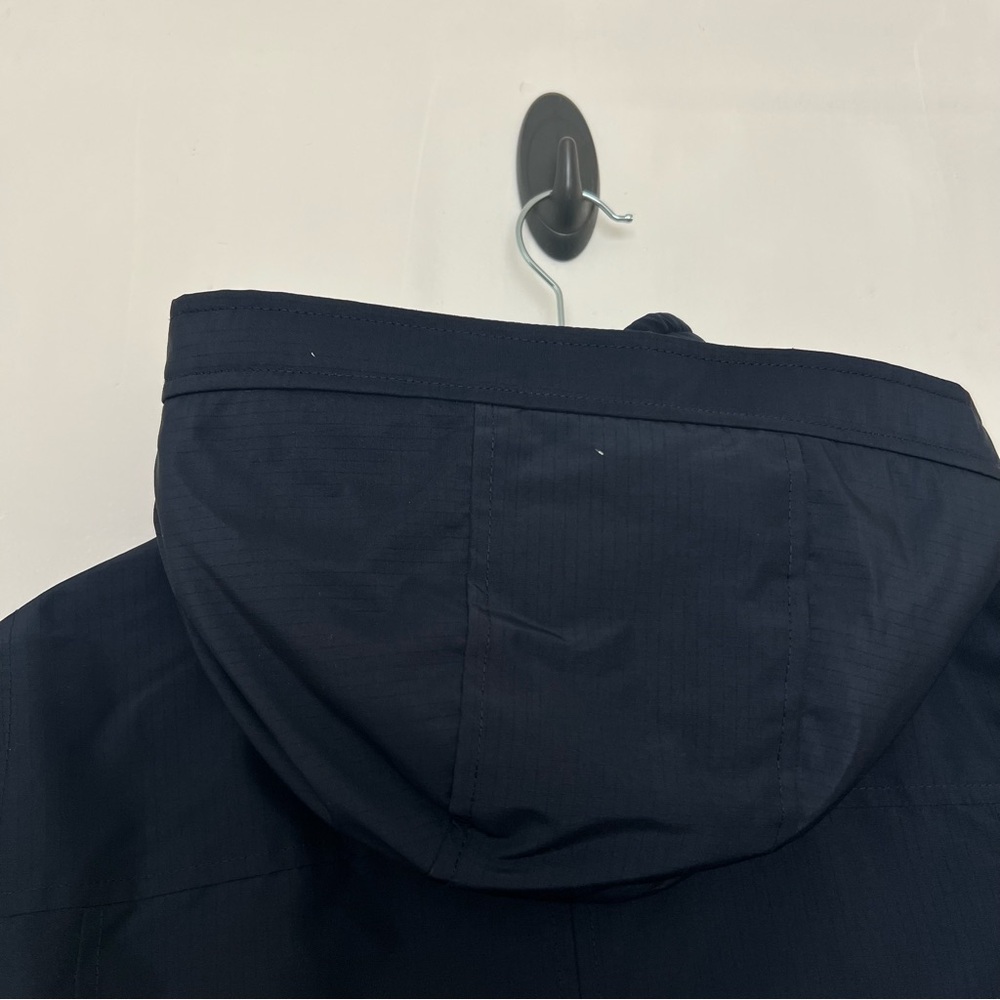 Hollister All-Weather Hooded Jacket Navy Blue Water Resistant Cozy Winter Wear - Picture 10 of 12
